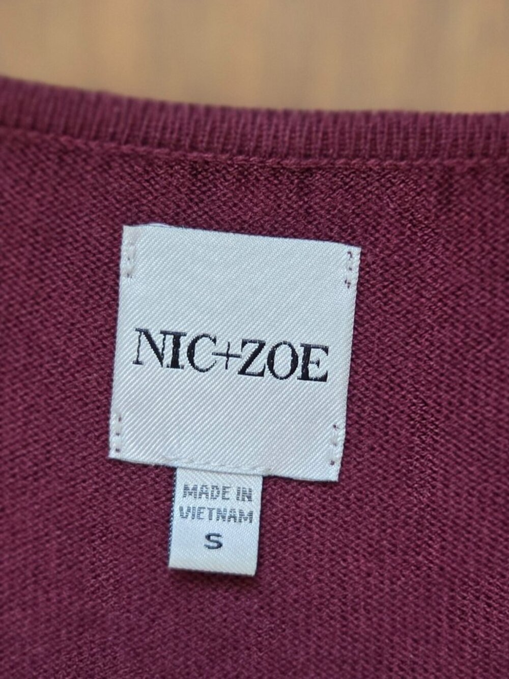 NIC+ZOE Burgundy Vital V-Neck Sweater Small Maroon - Picture 7 of 10